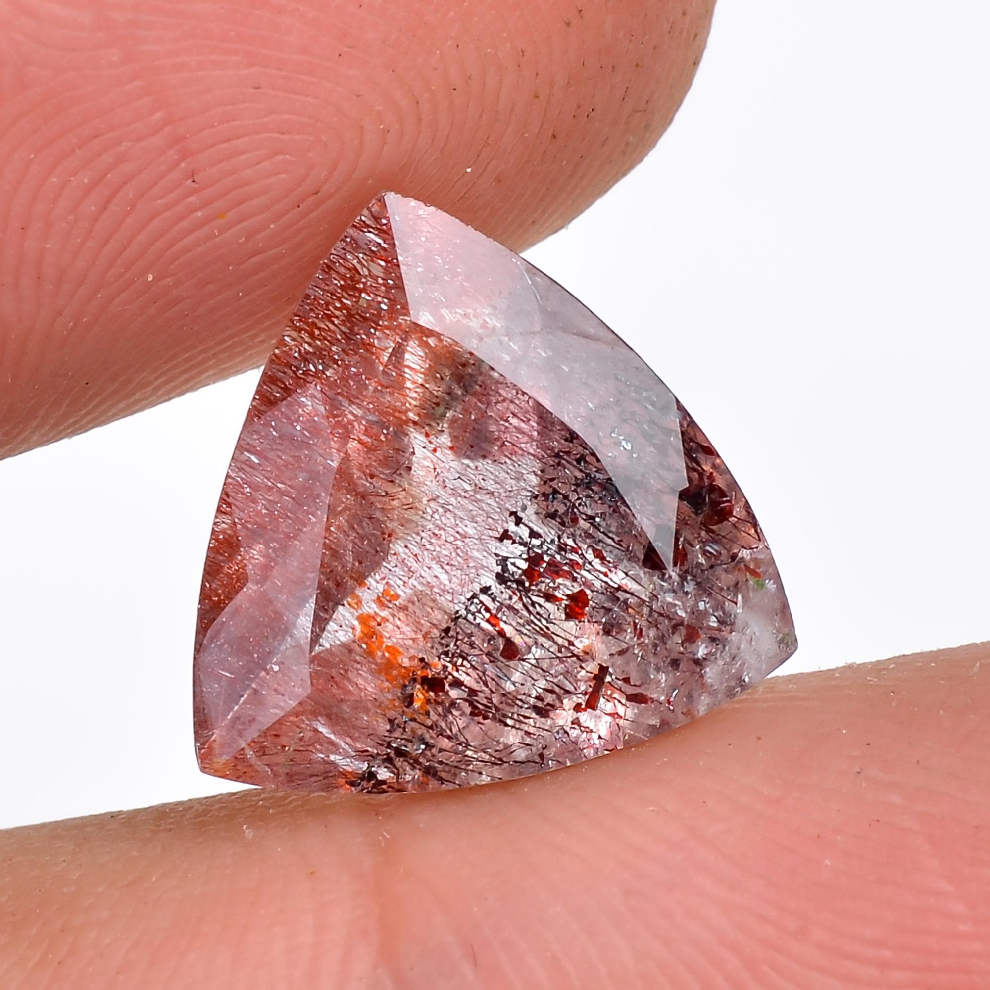 natural elestial quartz trillion shape cut stone loose gemstone